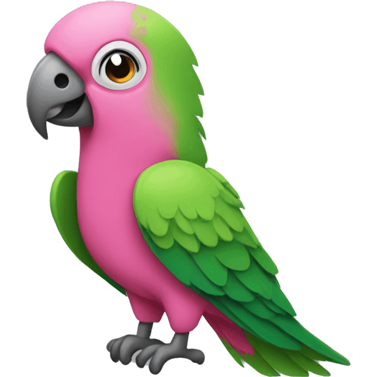 A green and pink parrot emoji