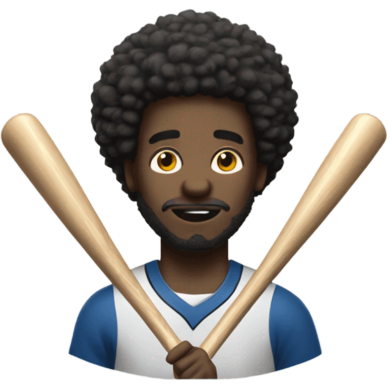 afro man with baseball bat. emoji