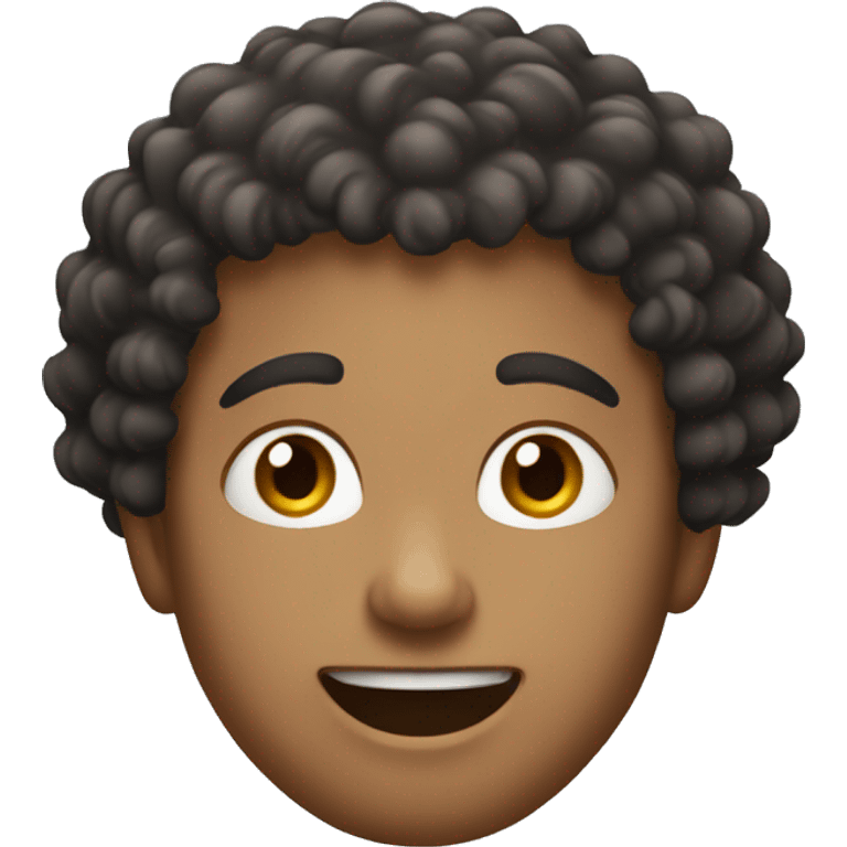 Mixed man curly hair mewing emoji