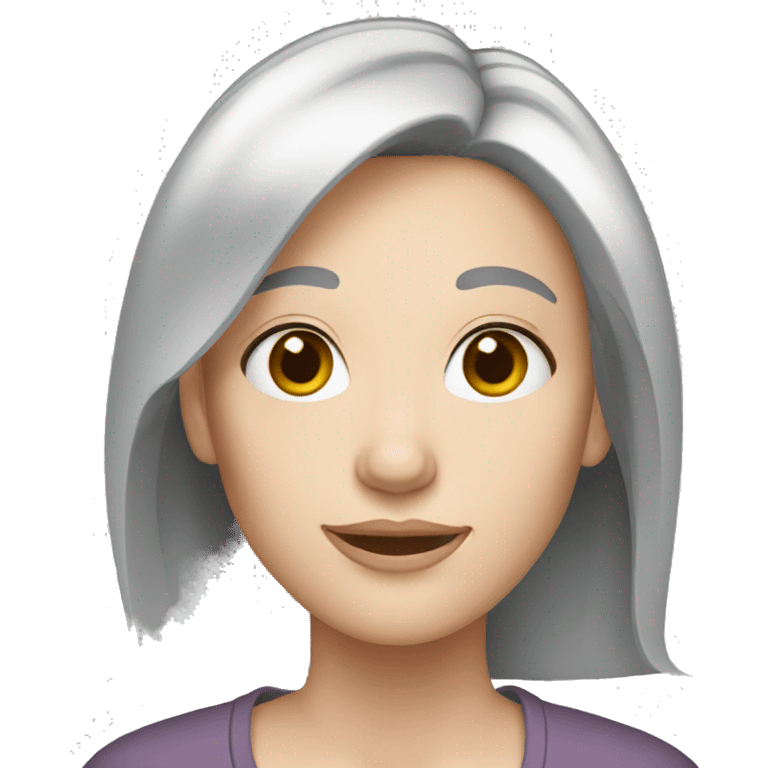 woman straight gray hair pale skin emoji