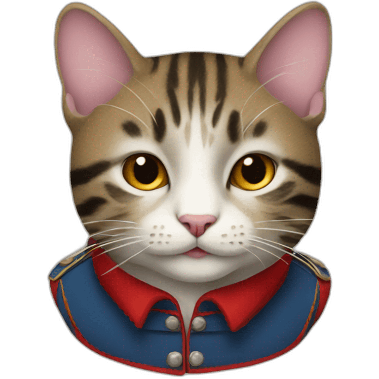 A French cat in a red beret and striped jacket emoji