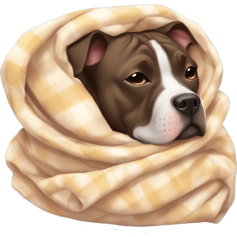 Sleepy Brindle pittie in a blanket  emoji