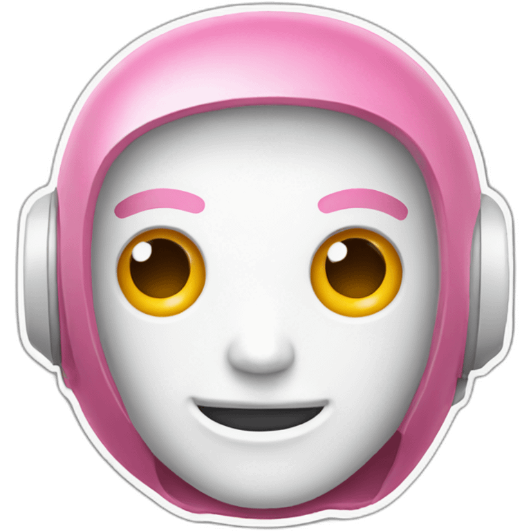 pink and white robot face sticker emoji