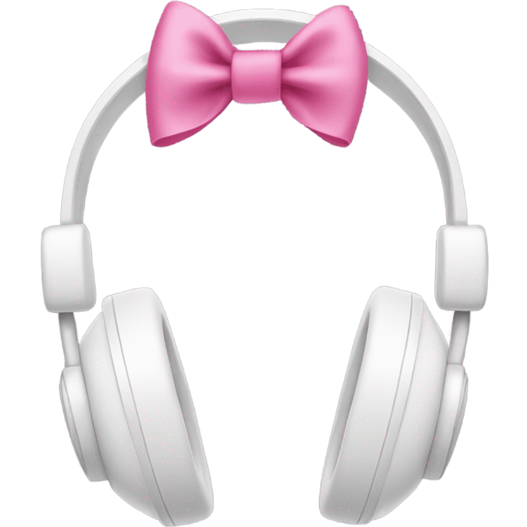 White headphones with a pink bow on the side of them emoji