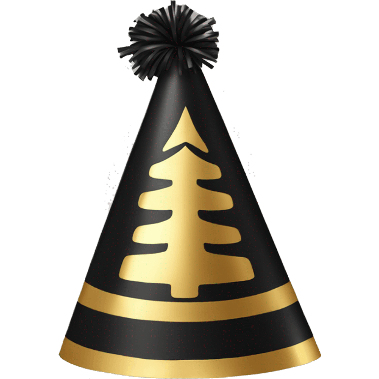 New Year's party hat black gold with strings sticking out emoji