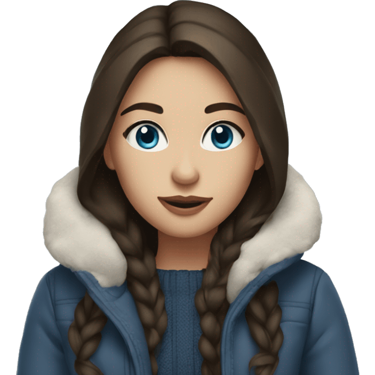 Brunette girl blue eyes winter outfit emoji