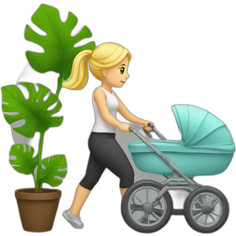 blond-woman-pushing-stroller-with-plant-in-it emoji