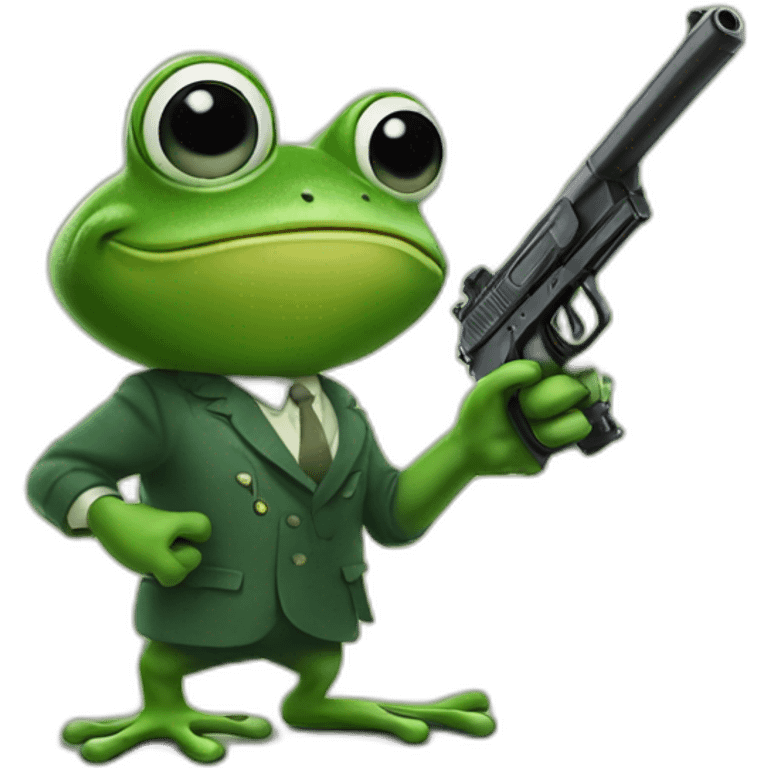 Frog pointing a gun at you emoji