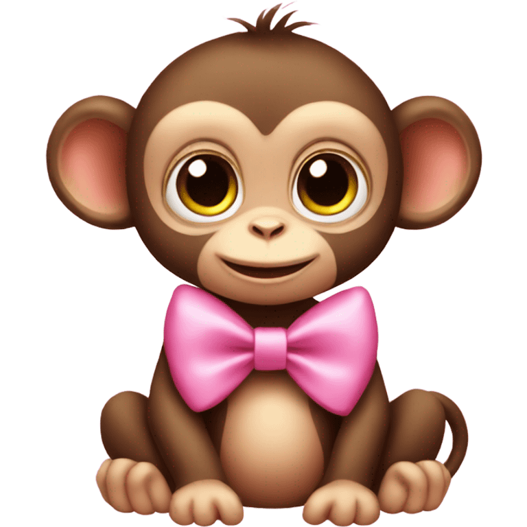 a baby monkey with a pink bow emoji