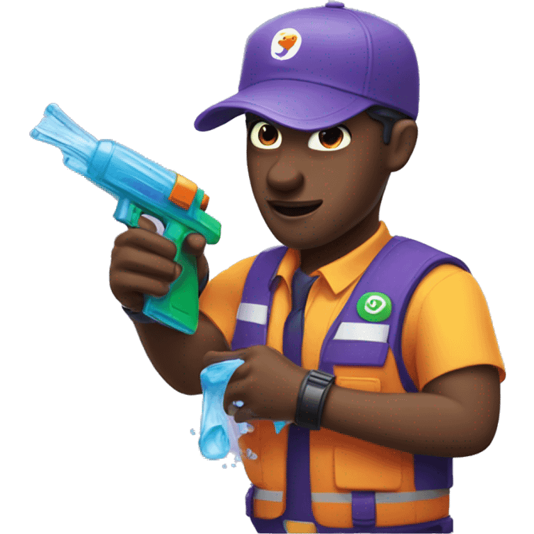 Fedex driver with a water gun emoji