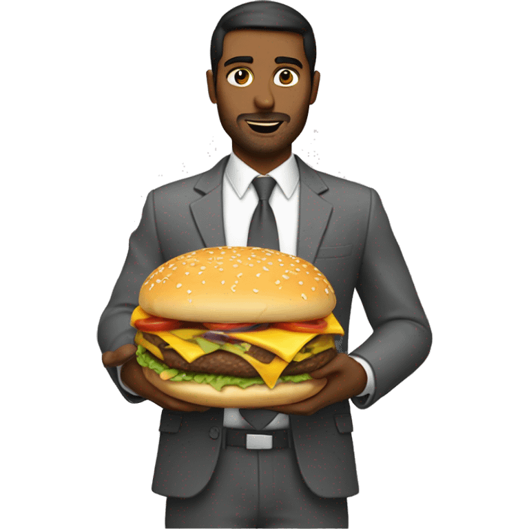 White GCC men holding cheeseburger  emoji