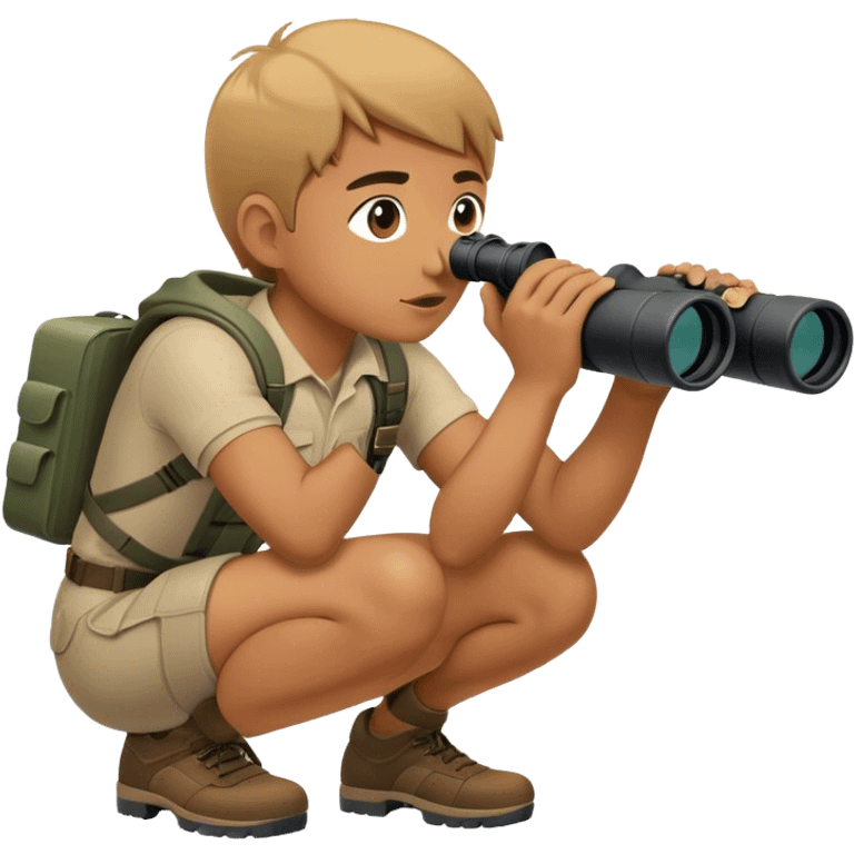 person using binoculars looking forward crouching emoji