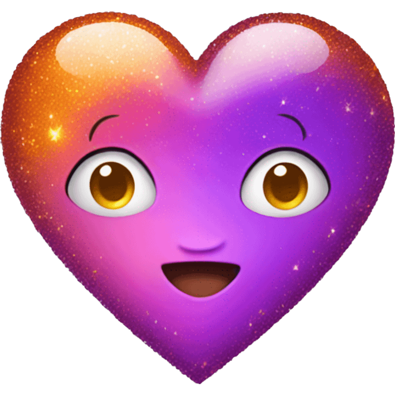 shiny pink purple orange sparkly heart emoji