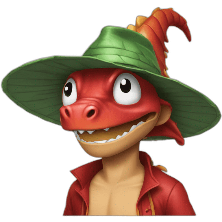 un dragon avec le chapeau de luffy emoji