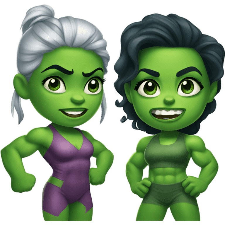 Mini cute Hulk with she hulk emoji