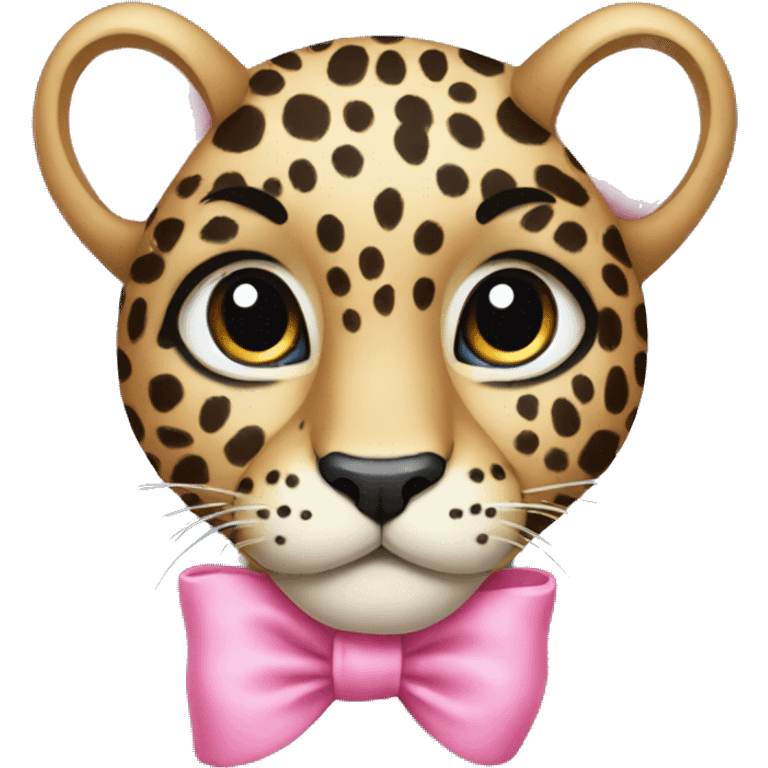 Leopard with pink bow on it emoji