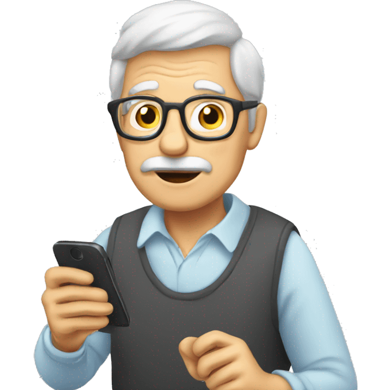 grandpa calling with his smartphone emoji