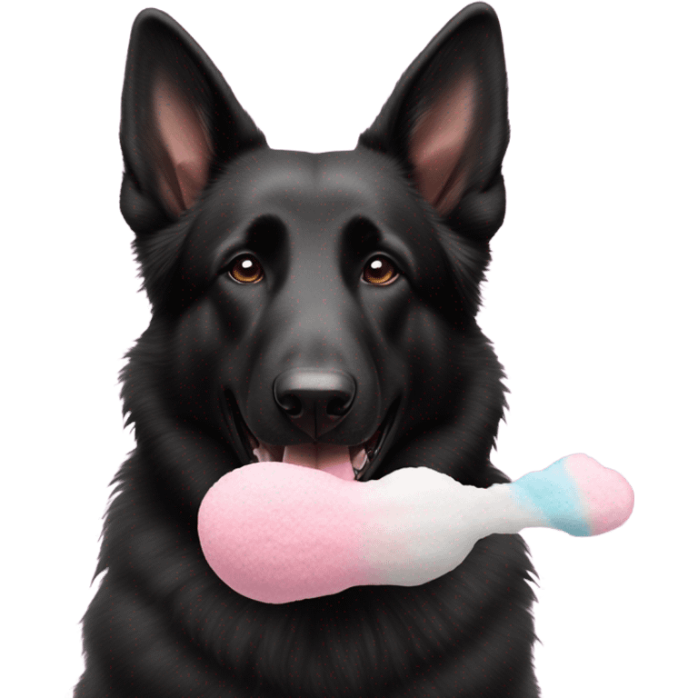 black german shepard dog eating cotton candy emoji