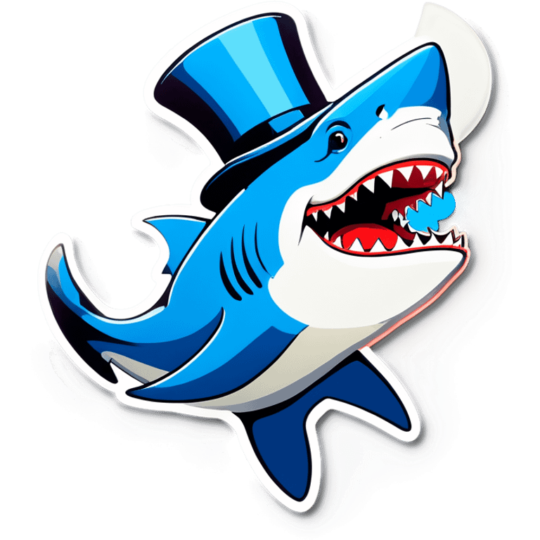 Shark with a top hat emoji