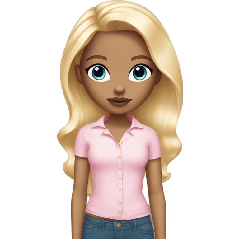 Blond bratz blue eyes light pink shirt emoji