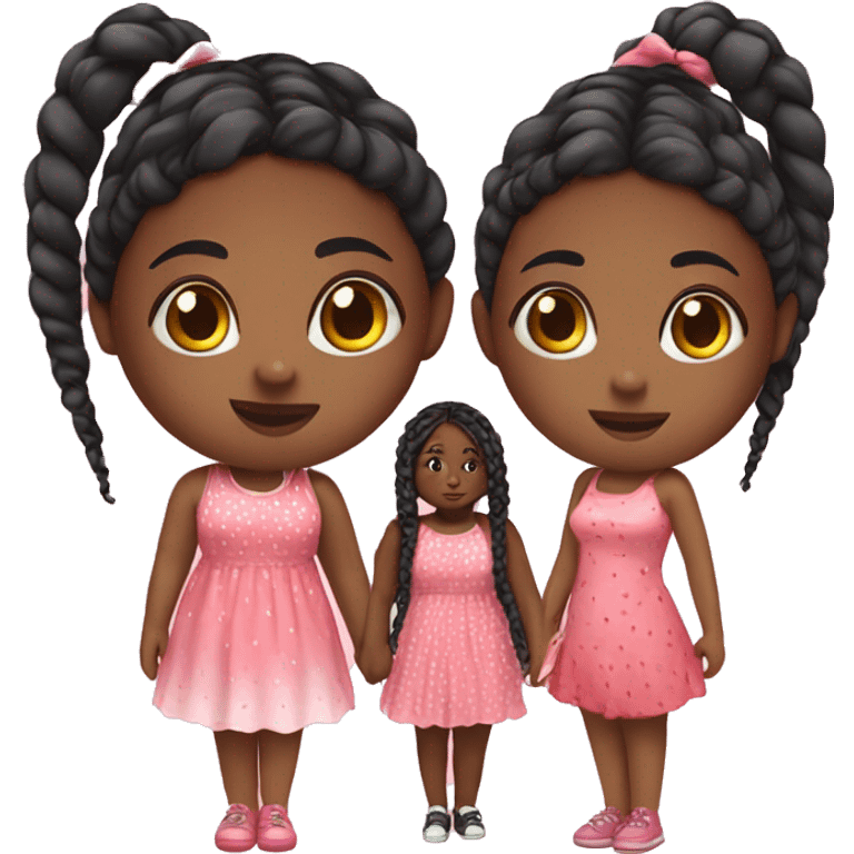 Black girl with braids, chubby and with a pink strawberry dress very cute  emoji