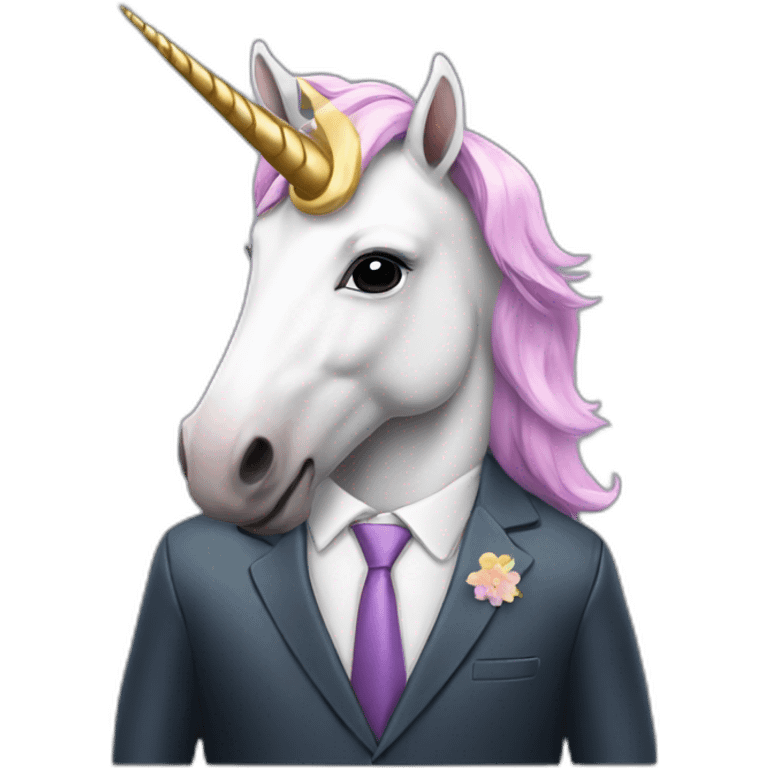 unicorn with suit emoji