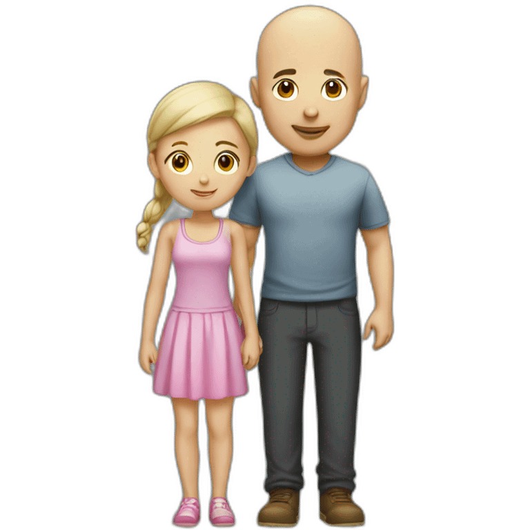 Bald man and a girl standing emoji