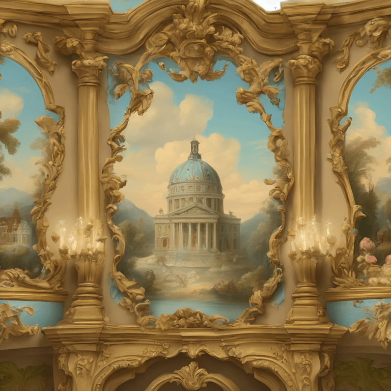 highly detailed vintage rococo scenic painting emoji