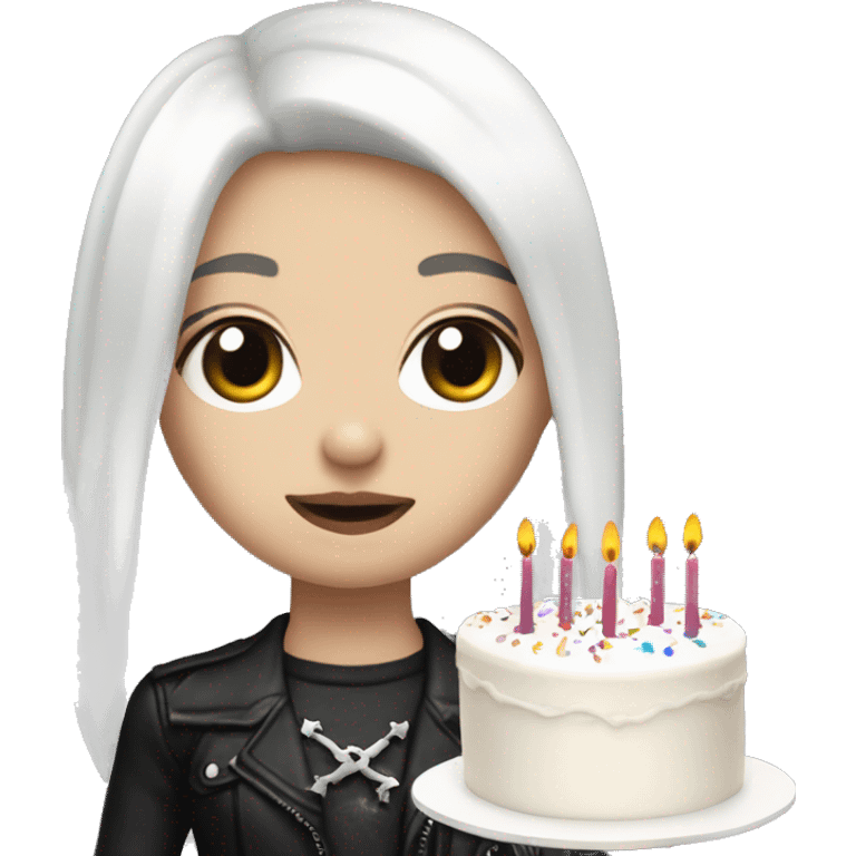 goth metallica white skin girl with a birthday cake  emoji