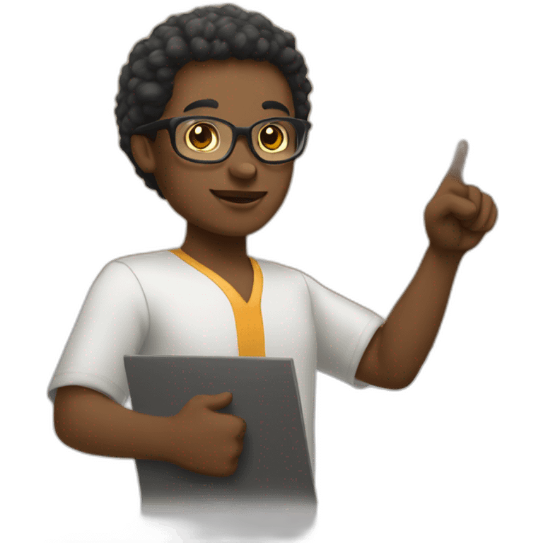 African American giving class pointing at board emoji