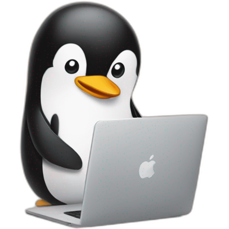 Create an emoji scene featuring a penguin coding on a MacBook! 🐧💻✨ emoji