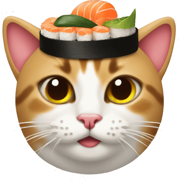 cat wearing sushi as a hat emoji