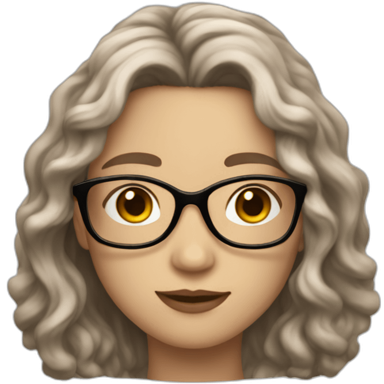 Non binary with pale skin long wavy brown hair glasses and a mole emoji