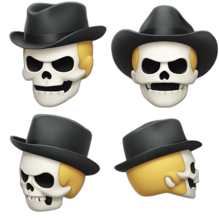 skull with moustache and hat of mario bros emoji