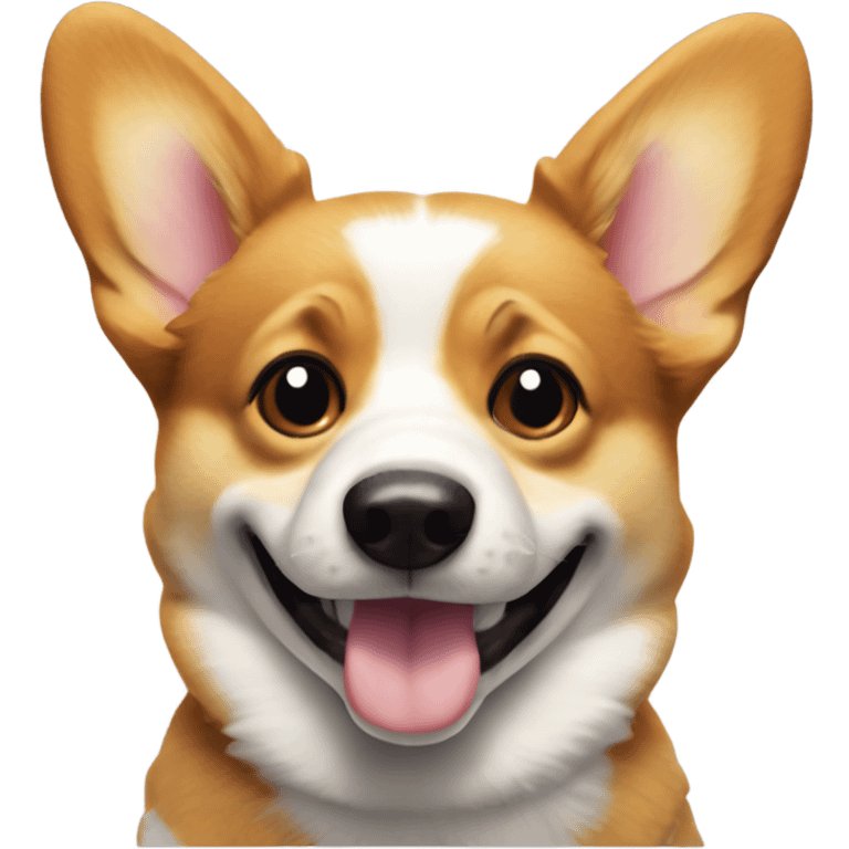 Corgi dog with a mostly black face winking emoji