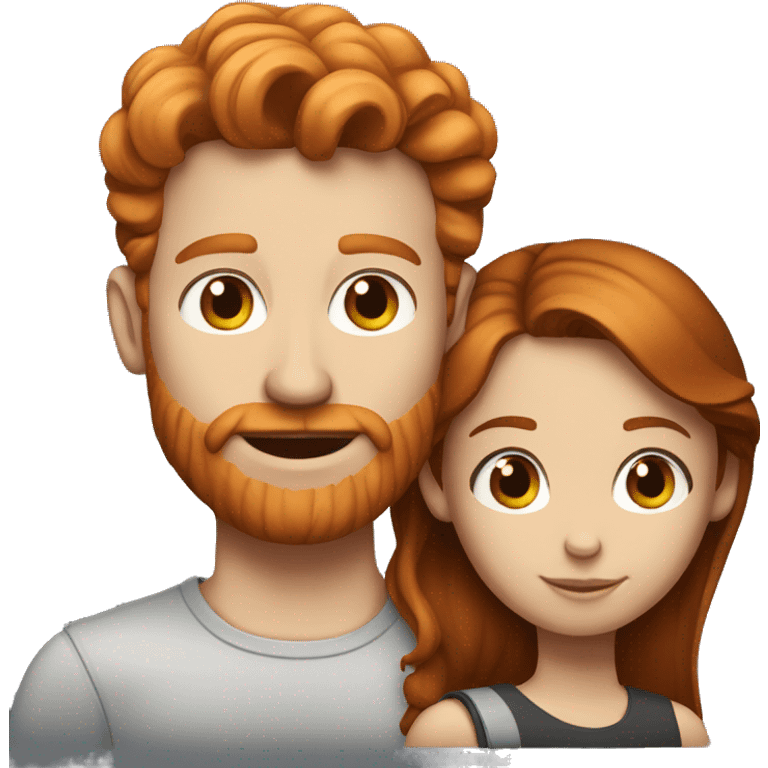 Ginger haired man with brunette haired woman emoji