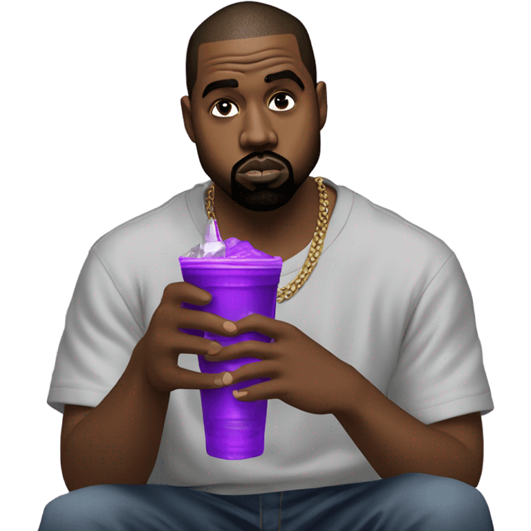 kanye west and hawk tuah girl sipping purple drink acting woozy emoji