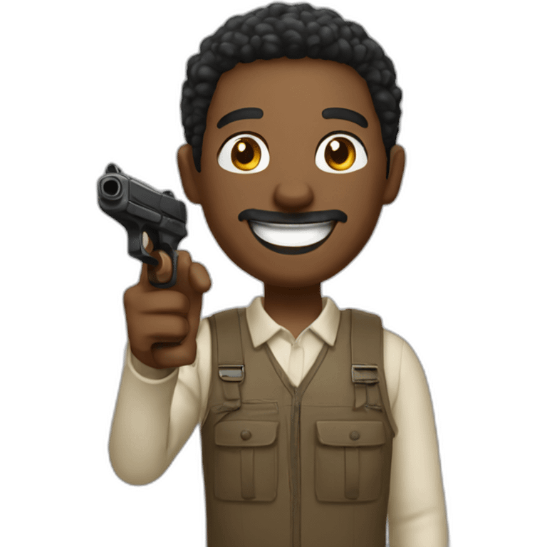 smiling black man helpfully shooting emoji