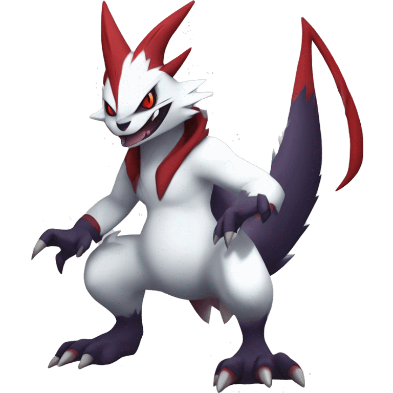 Cool Edgy Zangoose-Absol-Seviper Fakémon Digimon with Edgy markings, full body, outlined emoji