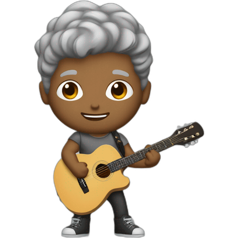 Ray Obiedo light brown skin grey hair playing guitar emoji