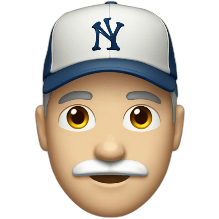 white man with sideburns and ny baseball cap and mustache emoji