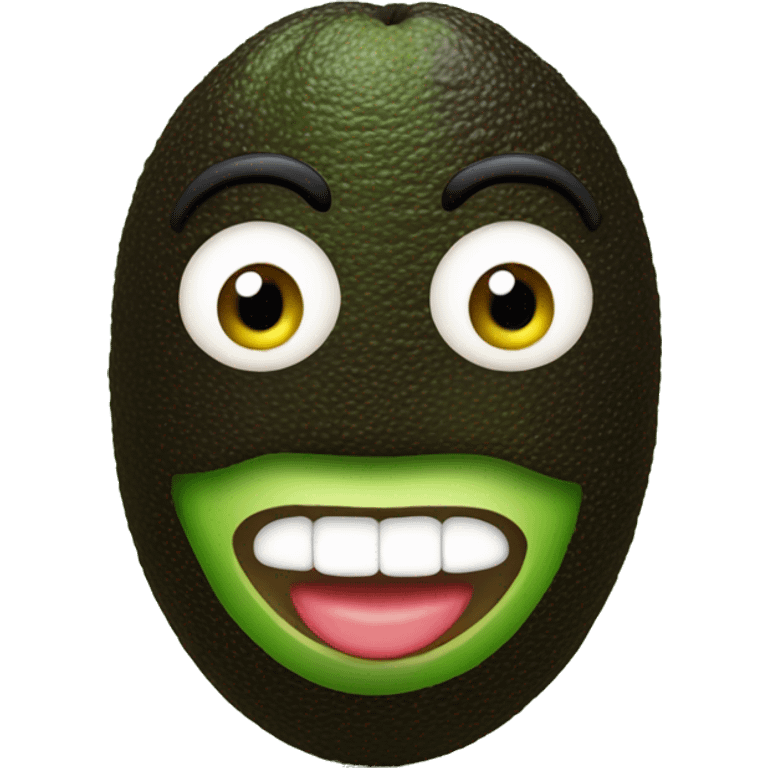 Aguacate con ojos, pestañas y labios grandes emoji