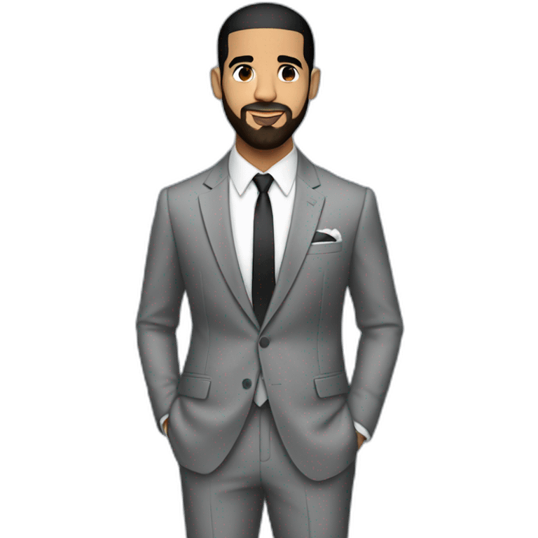 Picture full body of Drake with a suit emoji