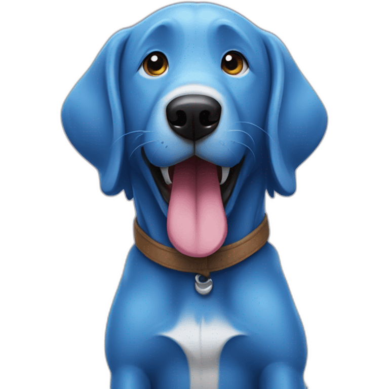 a blue dog with his tongue sticking out emoji