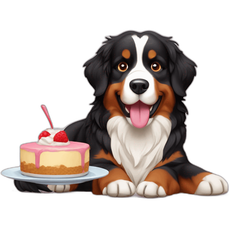 bernese mountain dog eating swiss dessert emoji