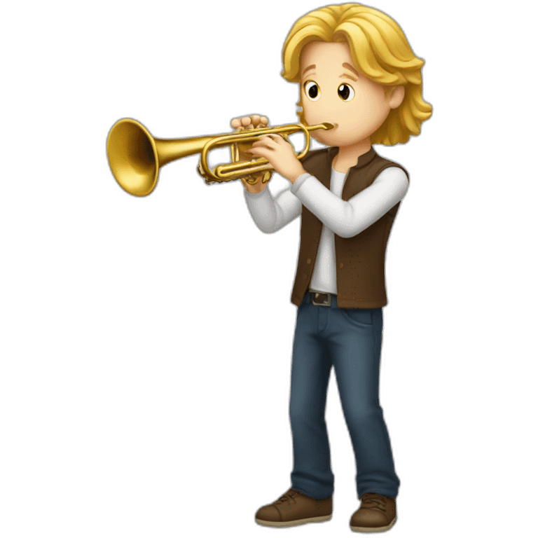 White boy with long hair playing trumpet emoji