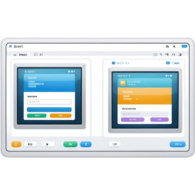 Create an emoji for UX/UI design. Show a program interface with two windows: one displaying HTML code, and the other showing the completed web interface. Use modern, professional colors. Do not include any emojis or smiley faces. Make the background transparent. emoji