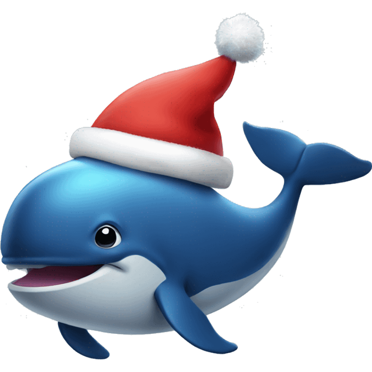 Whale with xmas hat emoji