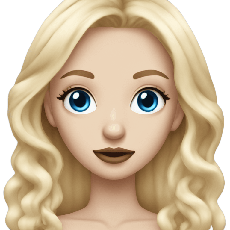 pale baddie girl with blue eyes and long blonde hair and eyelash extensions emoji