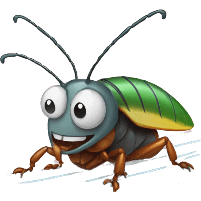 Cockroach riding a surf board emoji